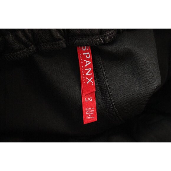SPANX Faux Leather Like Joggers Size Large Black Pull On Elastic Waist Pockets - Picture 13 of 14